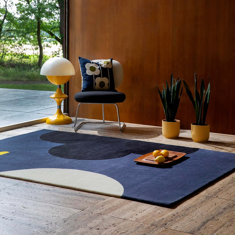 RUGKARI Regal geometric pure New Zealand wool luxury rug styled in an Indian living room - image 2
