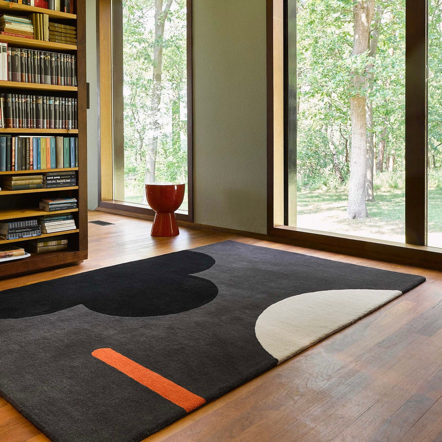 RUGKARI Galactic geometric pure New Zealand wool luxury rug styled in an Indian living room - image 2