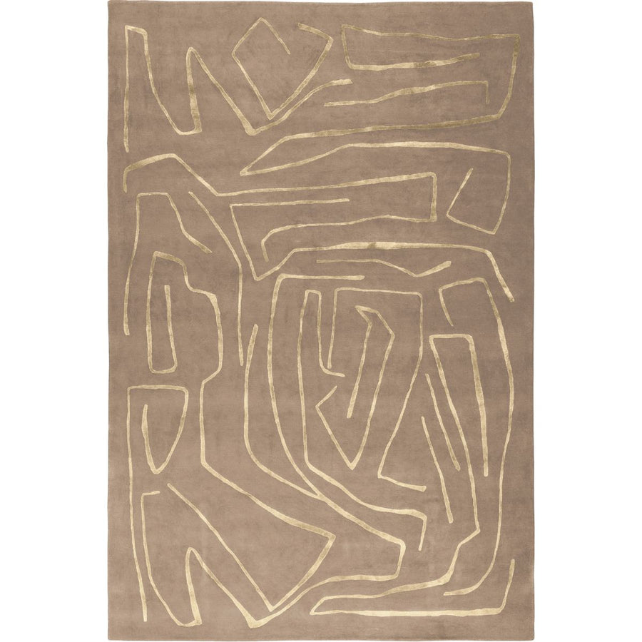 RUGKARI Aurum abstract pure New Zealand wool luxury rug styled in an Indian living room - image 1