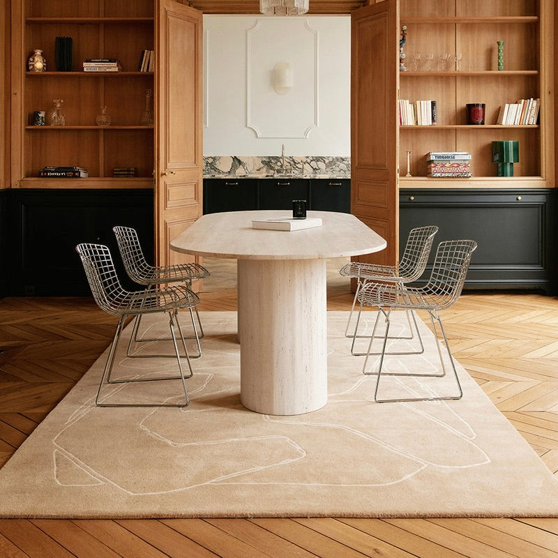 RUGKARI Solan abstract pure New Zealand wool luxury rug styled in an Indian living room - image 2