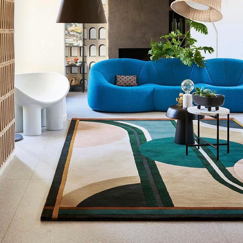RUGKARI Orbiter traditional pure New Zealand wool luxury rug styled in an Indian living room - image 2