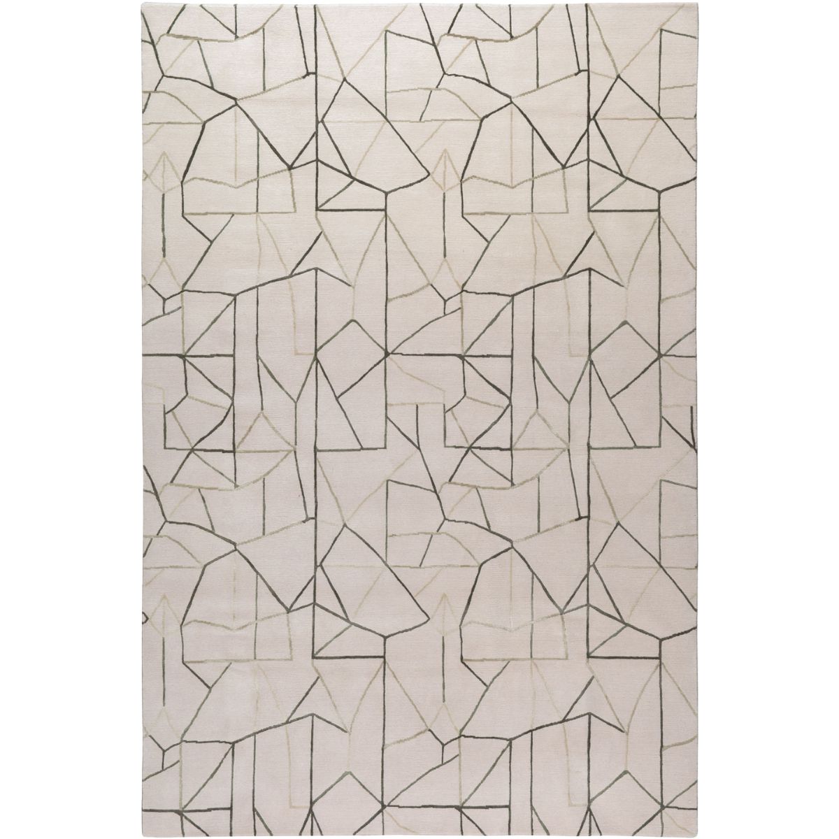 RUGKARI Mosaic geometric pure New Zealand wool luxury rug styled in an Indian living room - image 1