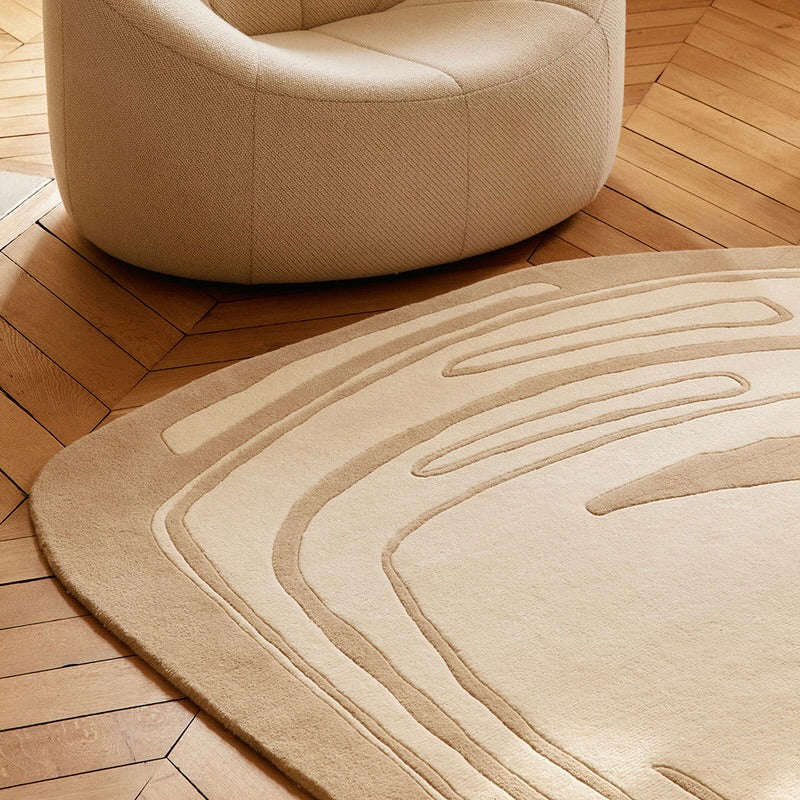 RUGKARI Greige traditional pure New Zealand wool luxury rug styled in an Indian living room - image 3