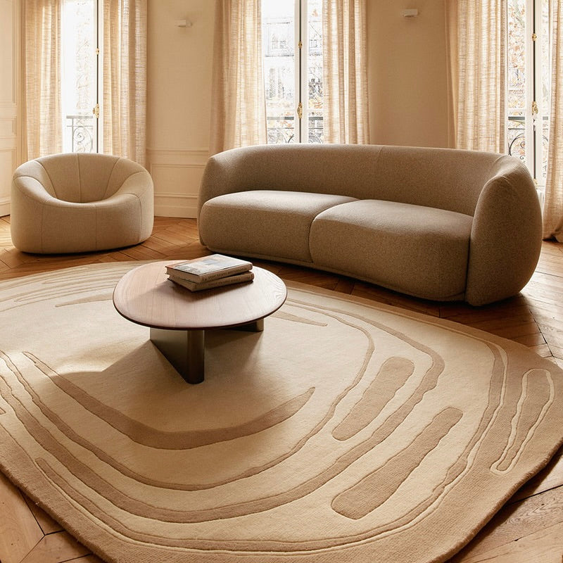 RUGKARI Greige traditional pure New Zealand wool luxury rug styled in an Indian living room - image 2
