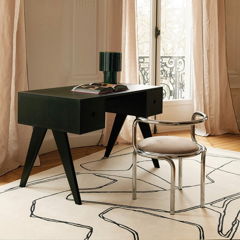 RUGKARI Cairn abstract pure New Zealand wool luxury rug styled in an Indian living room - image 2