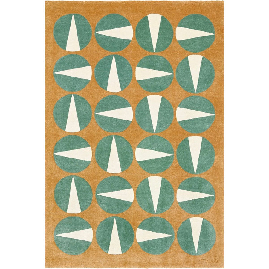 RUGKARI Rhythm geometric pure New Zealand wool luxury rug styled in an Indian living room - image 1