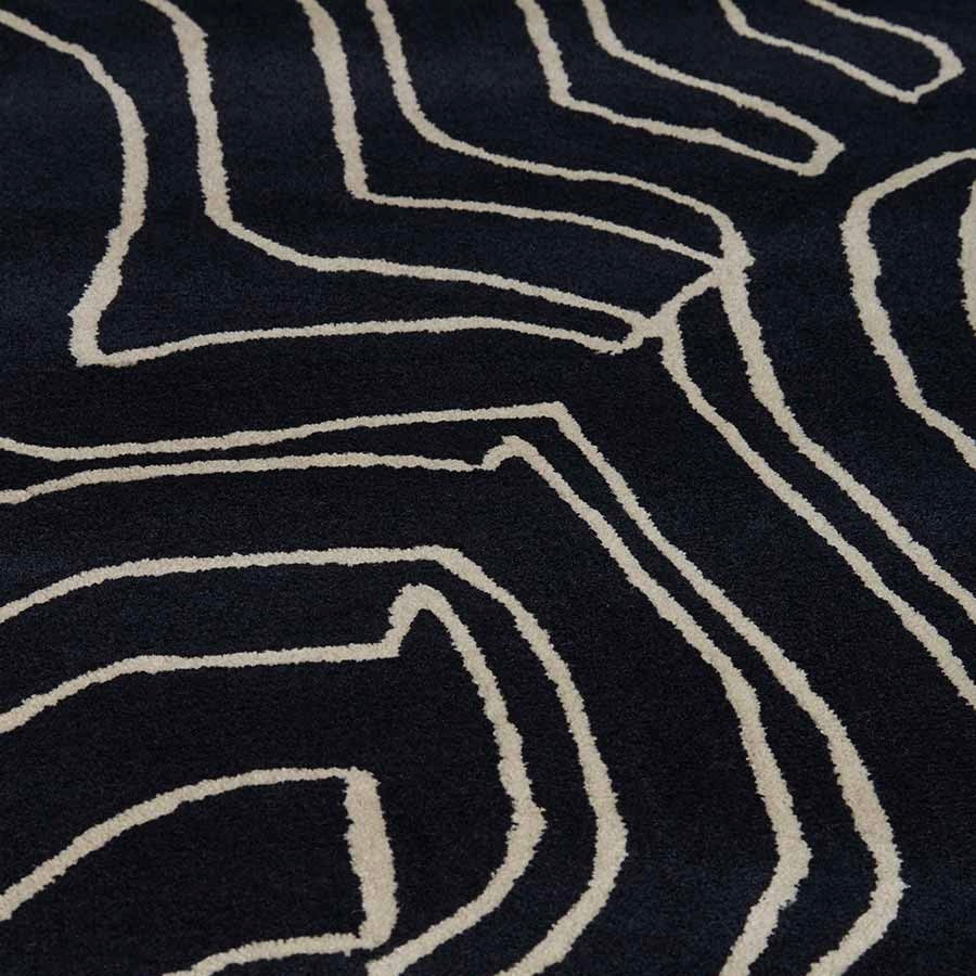 RUGKARI Mirage abstract pure New Zealand wool luxury rug styled in an Indian living room - image 2