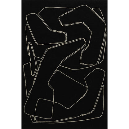 RUGKARI Ebony abstract pure New Zealand wool luxury rug styled in an Indian living room - image 1