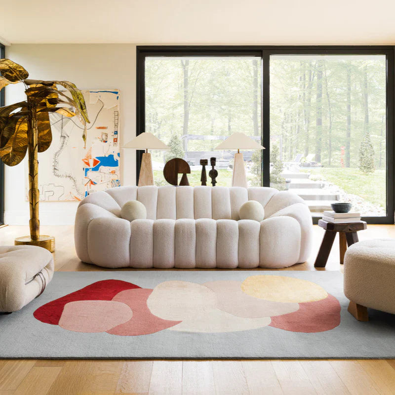 RUGKARI Alchemy abstract pure New Zealand wool luxury rug styled in an Indian living room - image 3