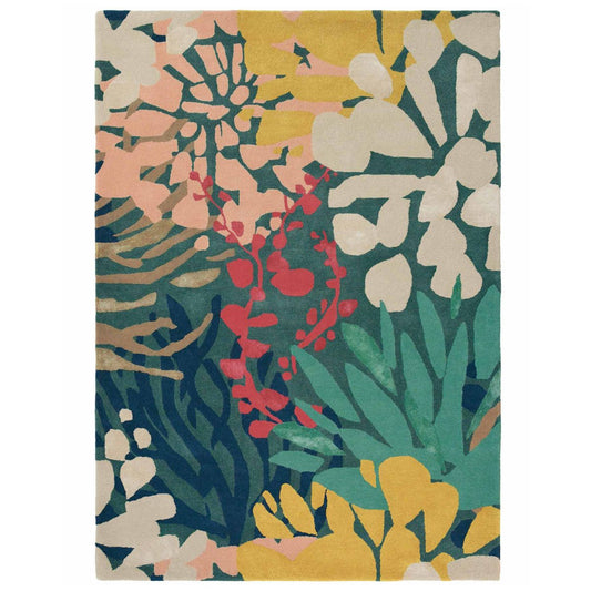 RUGKARI Marine floral pure New Zealand wool luxury rug styled in an Indian living room - image 1