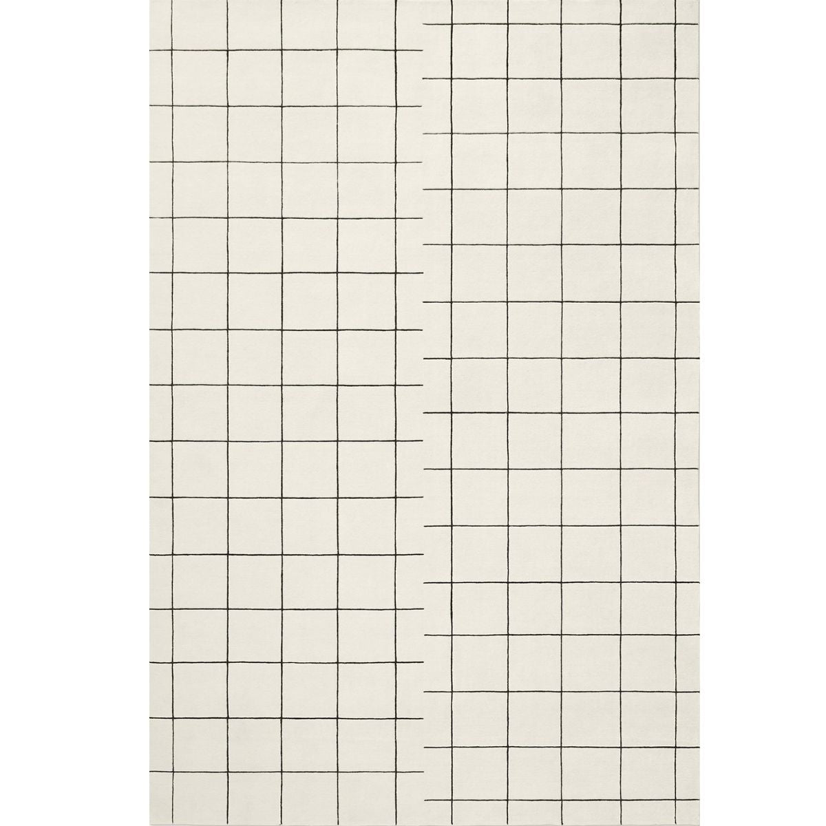 RUGKARI Grid geometric pure New Zealand wool luxury rug styled in an Indian living room - image 1