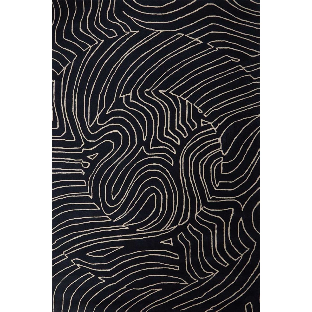 RUGKARI Mirage abstract pure New Zealand wool luxury rug styled in an Indian living room - image 1