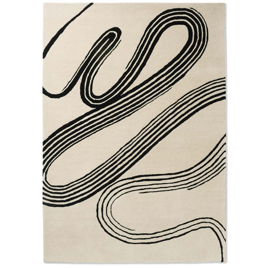 RUGKARI Ivory abstract pure New Zealand wool luxury rug styled in an Indian living room - image 1