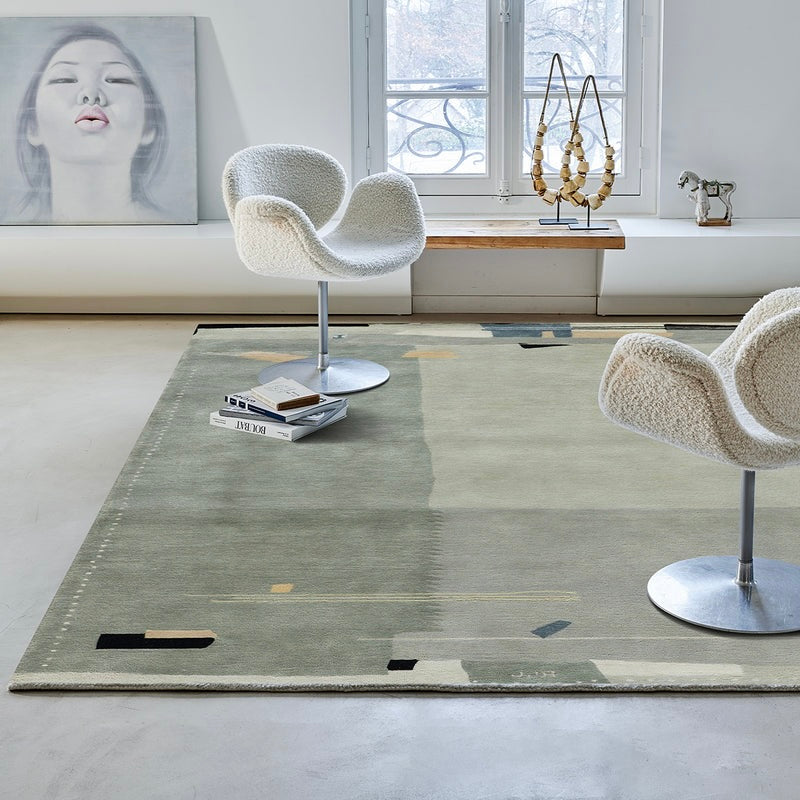 RUGKARI Greige traditional pure New Zealand wool luxury rug styled in an Indian living room - image 2