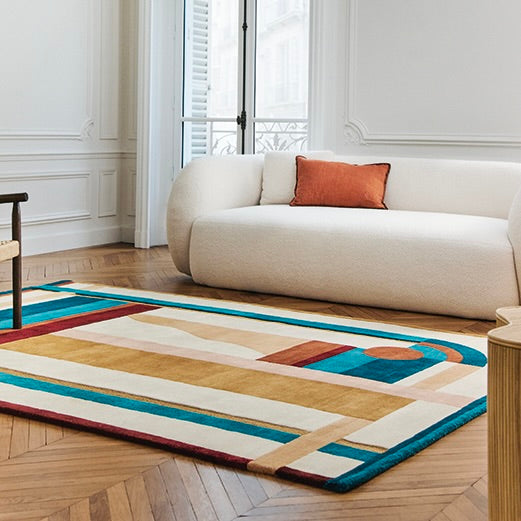RUGKARI Confluence traditional pure New Zealand wool luxury rug styled in an Indian living room - image 2