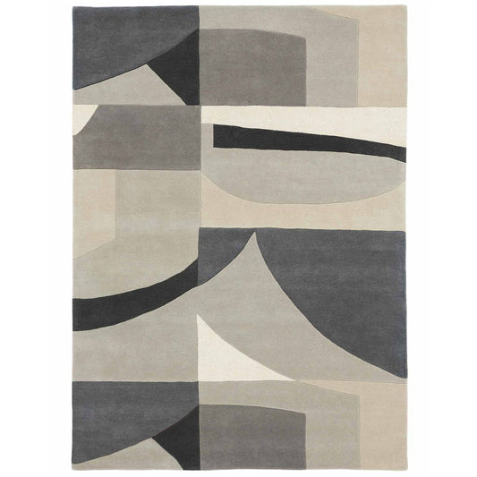 RUGKARI Shadow geometric pure New Zealand wool luxury rug styled in an Indian living room - image 1